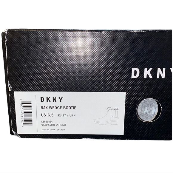 DKNY Latte Brown Suede Bax Wedge Lug Sole Booties 6.5M New - Picture 7 of 8